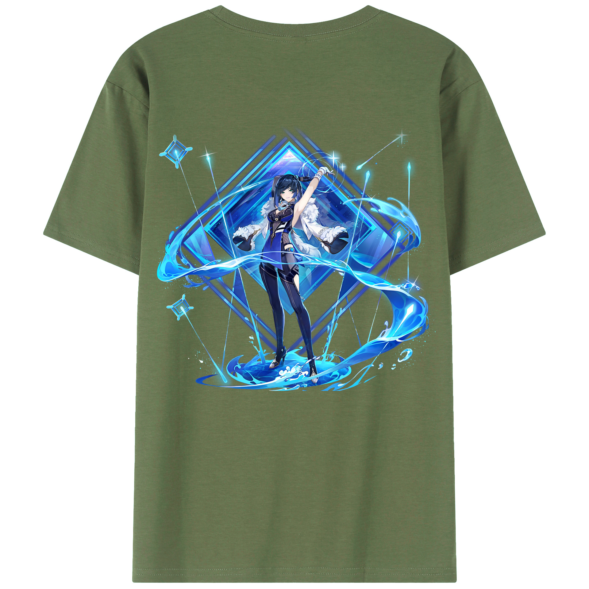 げんし神 夜兰 やらん genshin Yaran 綿100％ メンズ半袖Tシャツ（バックプリント） 通気性